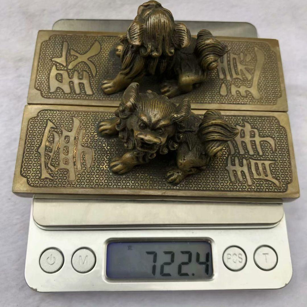 鎮尺 鎮紙 銅器 獅子 寧静致遠 圧尺 書道 工芸品 美術品 置物