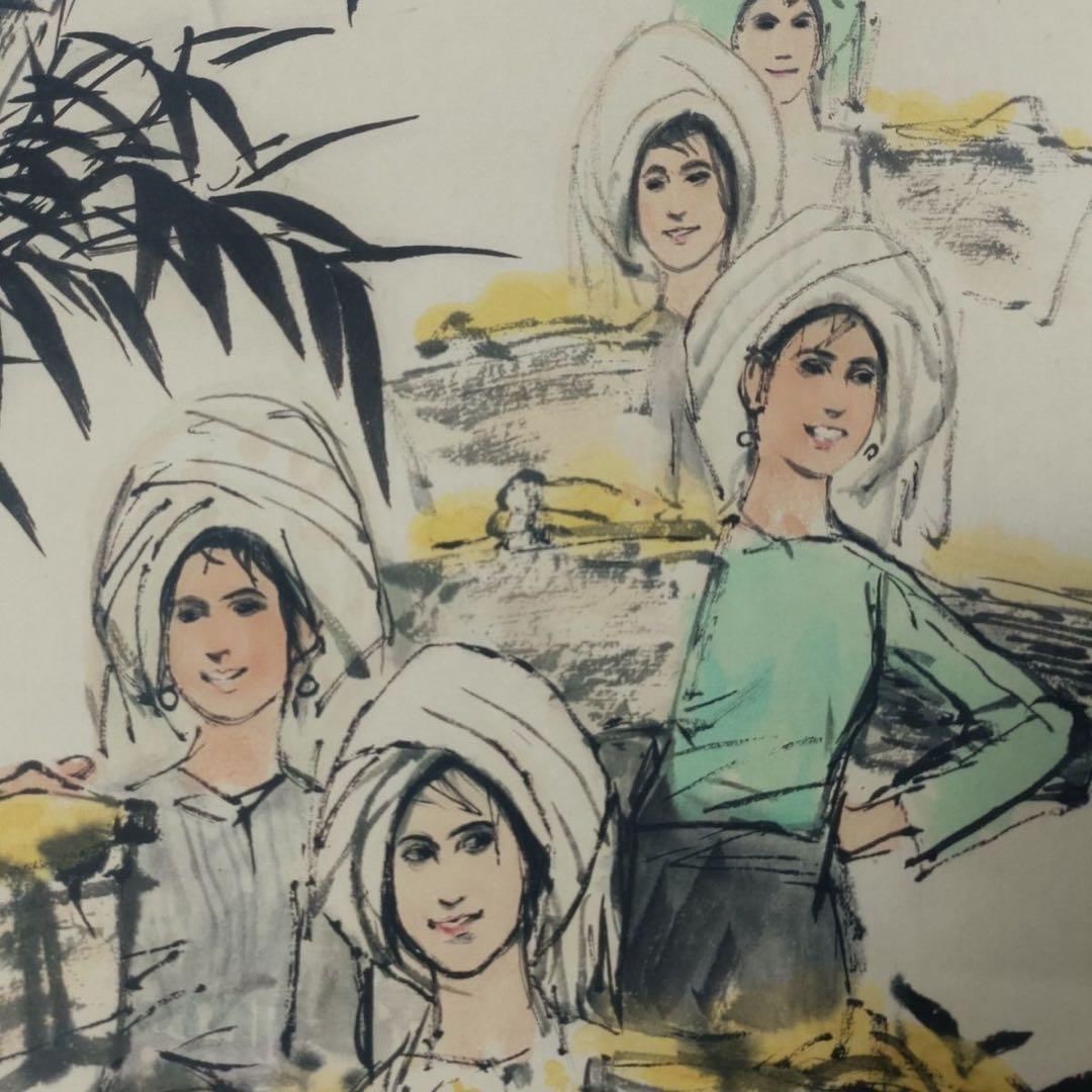 黄胄 枝青葉茂 三尺中堂画 掛軸 防偽マーク付 サイズ77×175cm