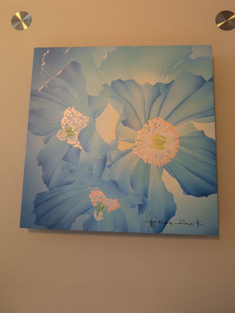 草場一壽 陶彩画転写アートボード　ブルーポピー