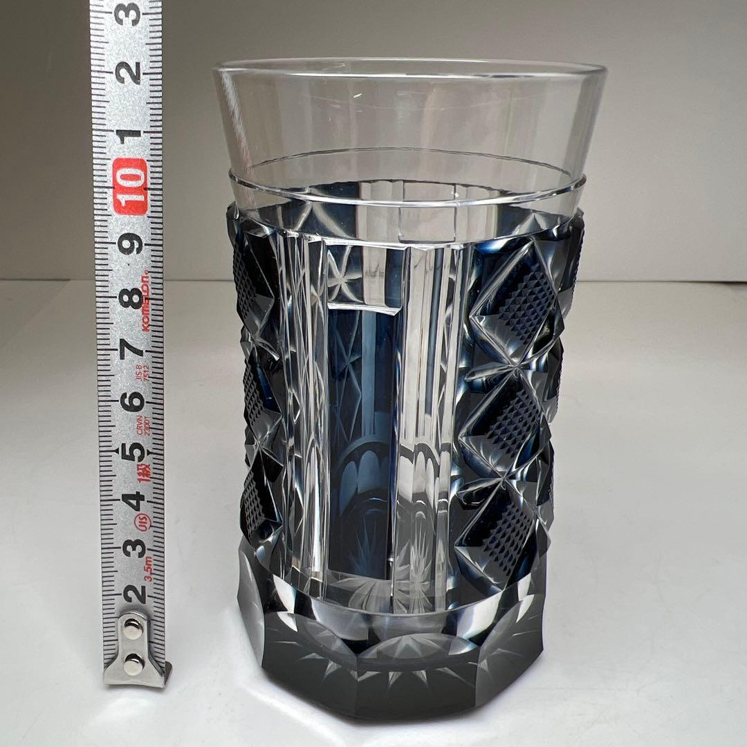 薩摩切子　島津磯斉　色被せ切子ガラス　タンブラー　共箱　東Y7-1205☆2F