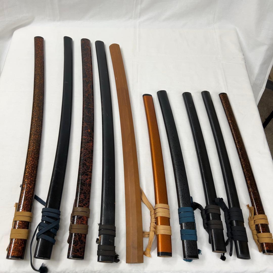 【傷あり】B 模造刀 10本 まとめ 透かし鍔 太刀鍔 太刀 脇差 白鞘