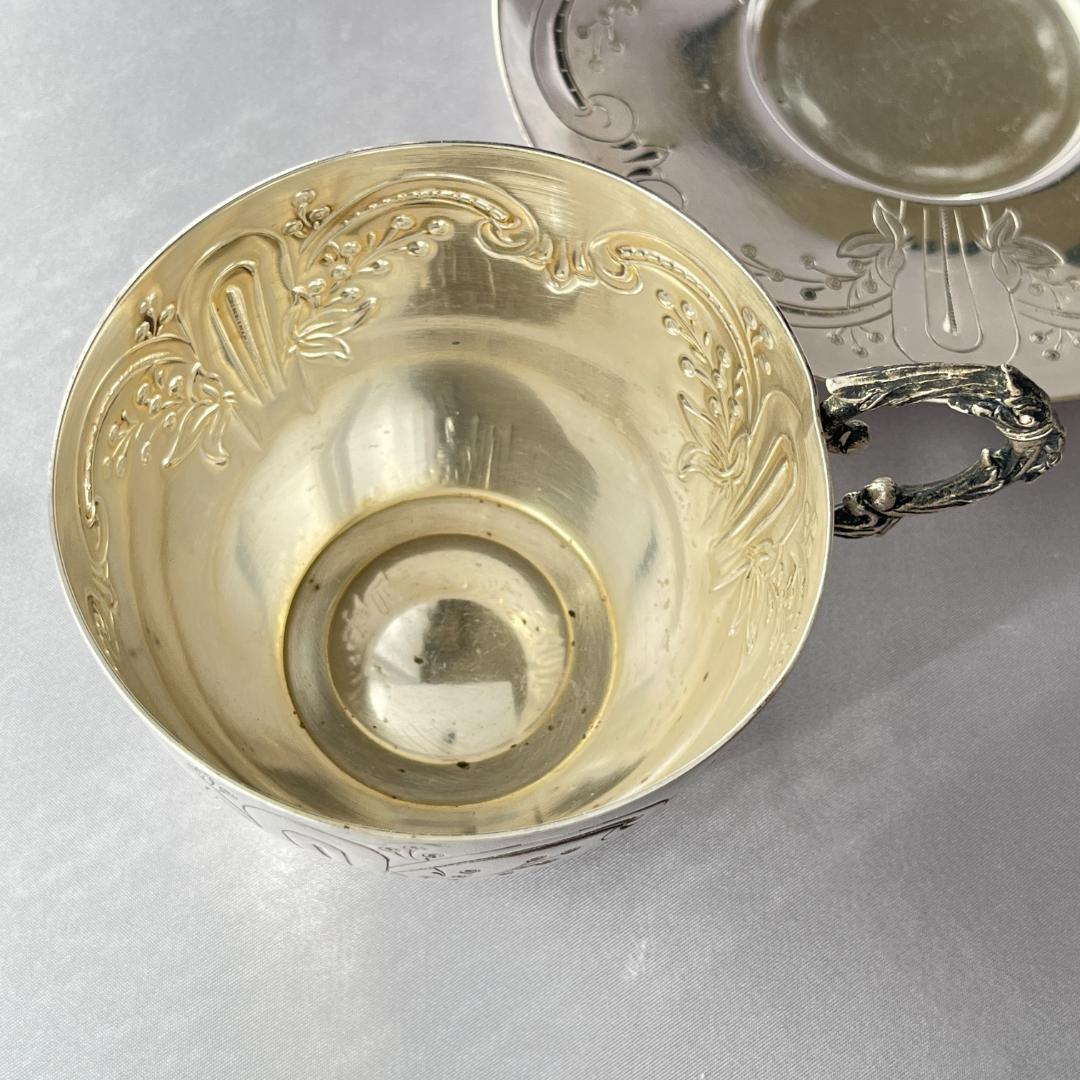 【仏蘭西】アールヌーボー カップ＆ソーサー 【シルバープレート】