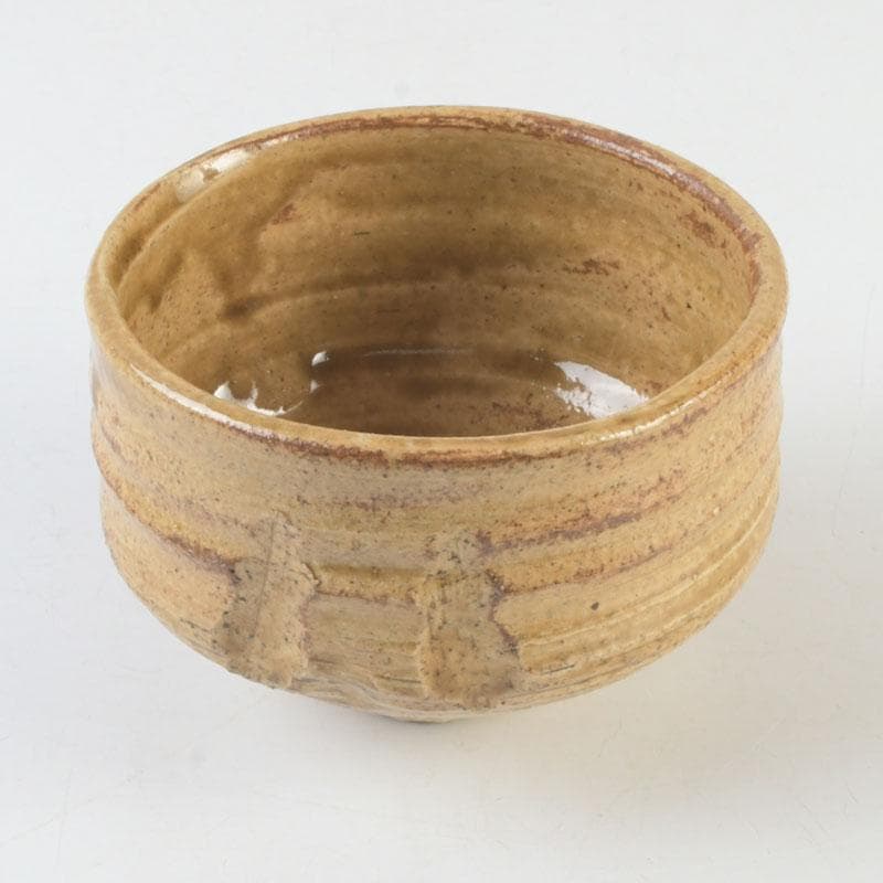 北大路魯山人作　黄瀬戸　茶碗　銘栄光　仕覆付　紫野　立花大亀極め箱　V　9874