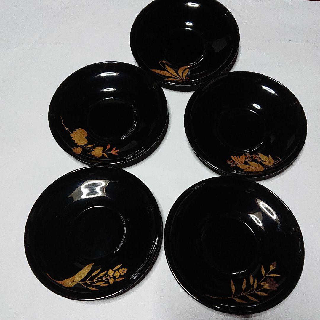 輪島塗わじま龍作茶托と銘名皿各5枚組値引き中☆購入した時のサービス品のお箸付き☆