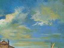 【真作】絵画　油彩30号　陽光のヴェネツィア運河風景　ヨーロッパ風景画　X190