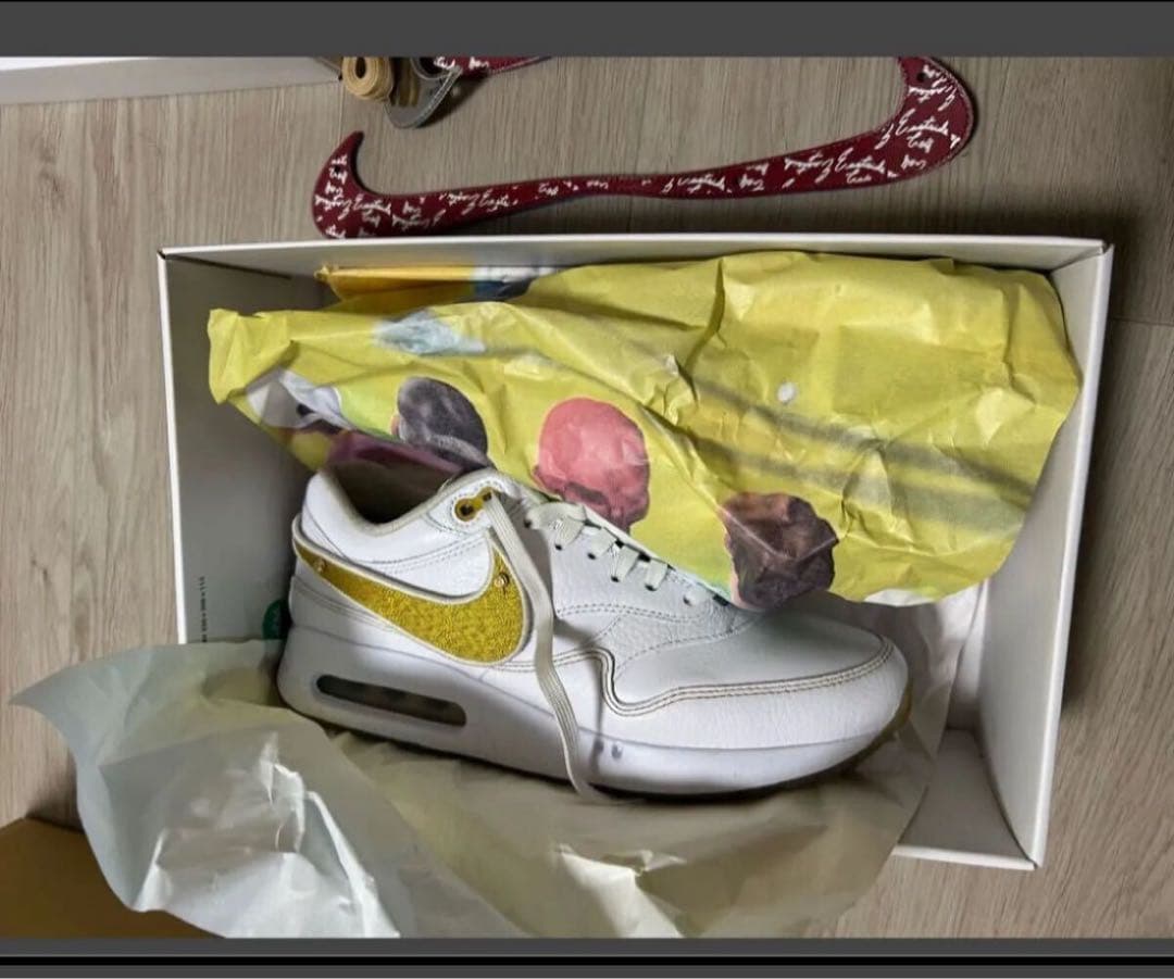 美品Nike Air Max 1 ホワイト/ゴールド26.5センチ