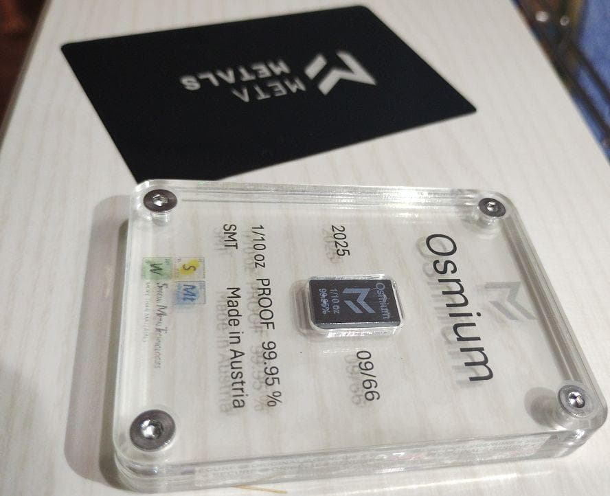 【メーカー保証書付き】オスミウム インゴット重量3.11g純度99.95%