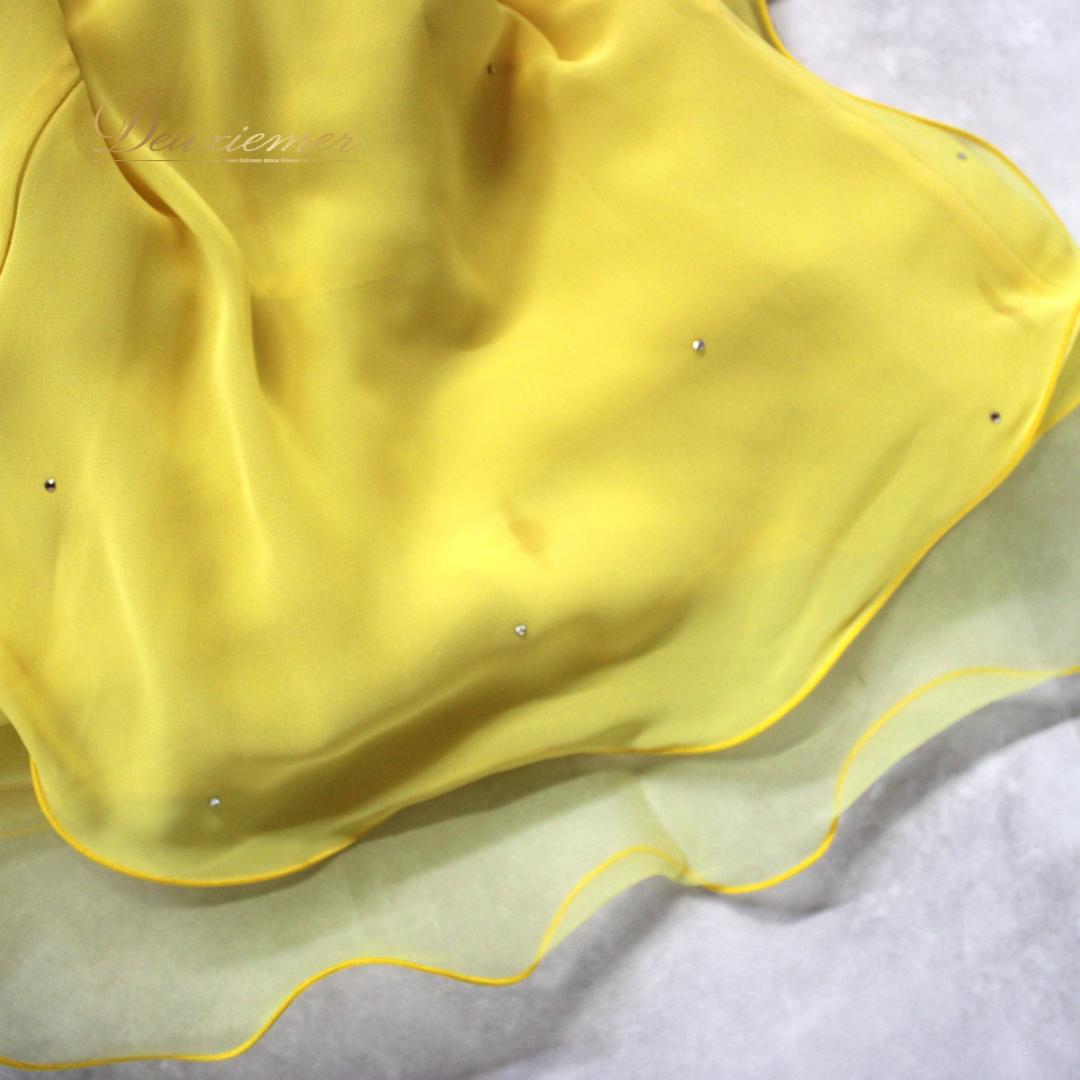 【日本製社交ダンス衣装】上下セット Chacott UNA 黄色 フェミニン