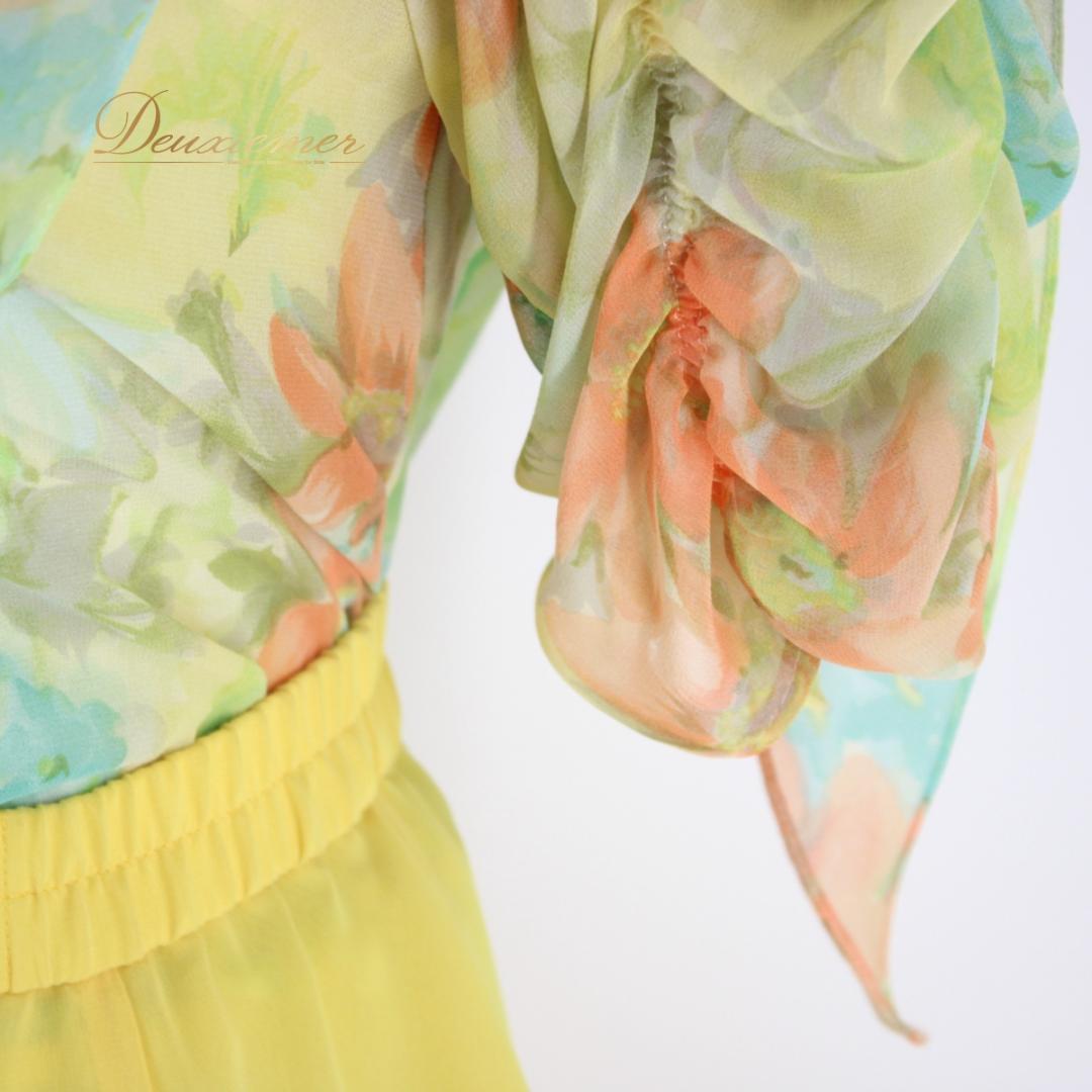 【日本製社交ダンス衣装】上下セット Chacott UNA 黄色 フェミニン