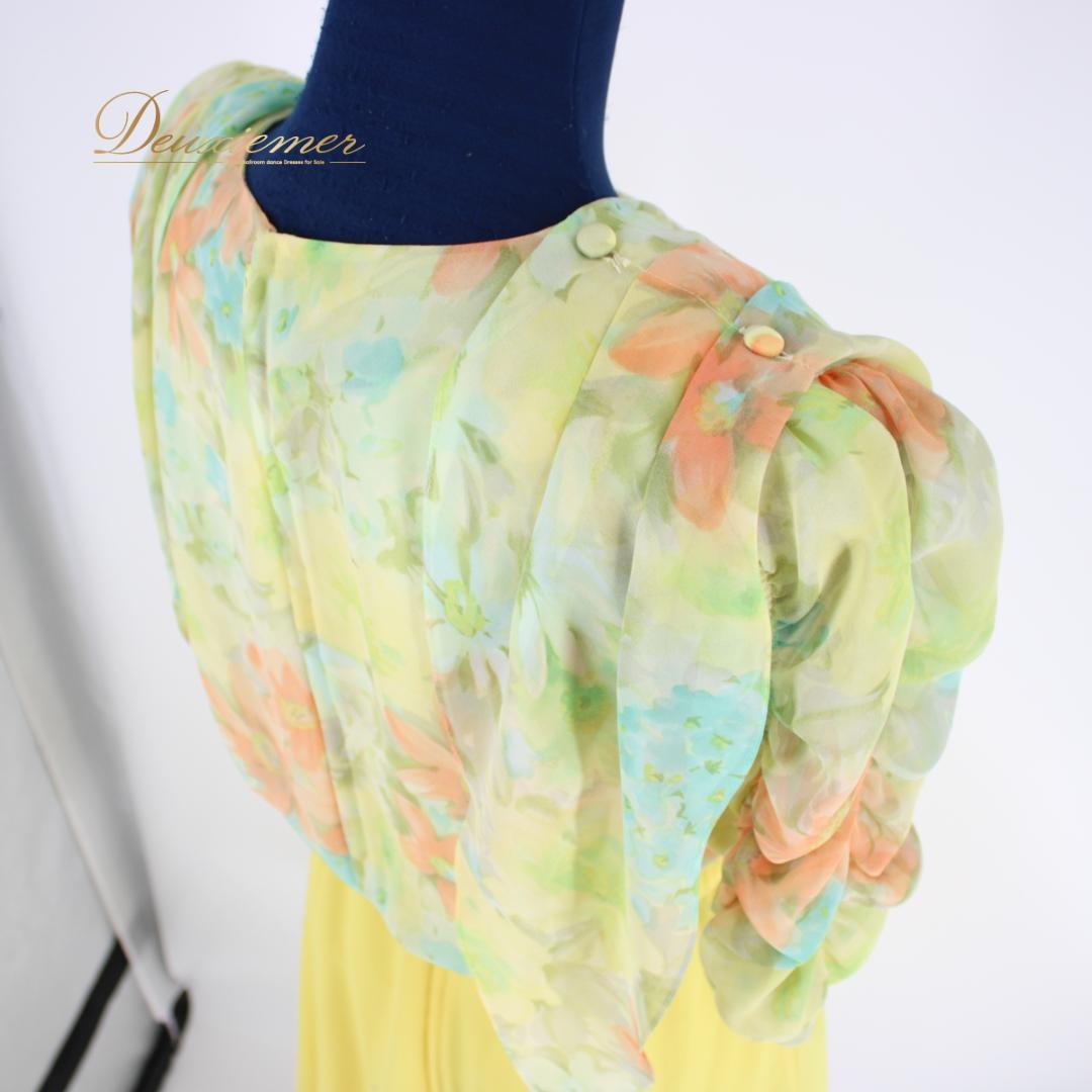 【日本製社交ダンス衣装】上下セット Chacott UNA 黄色 フェミニン