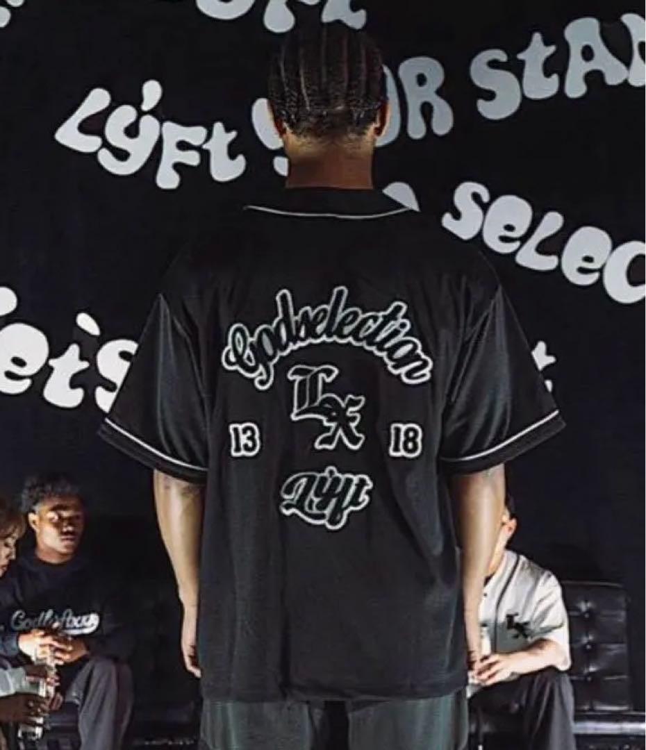 【新品未使用】lyft GODxxx コラボ　Lサイズ　ベースボールシャツ　黒