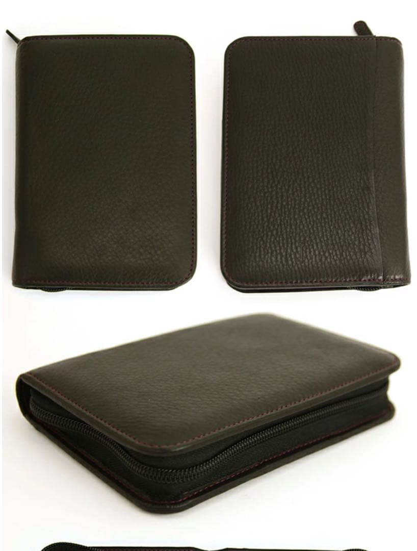 ナガサワ文具センター　ペンケース　5本　ブラック　万年筆　レザー　牛革