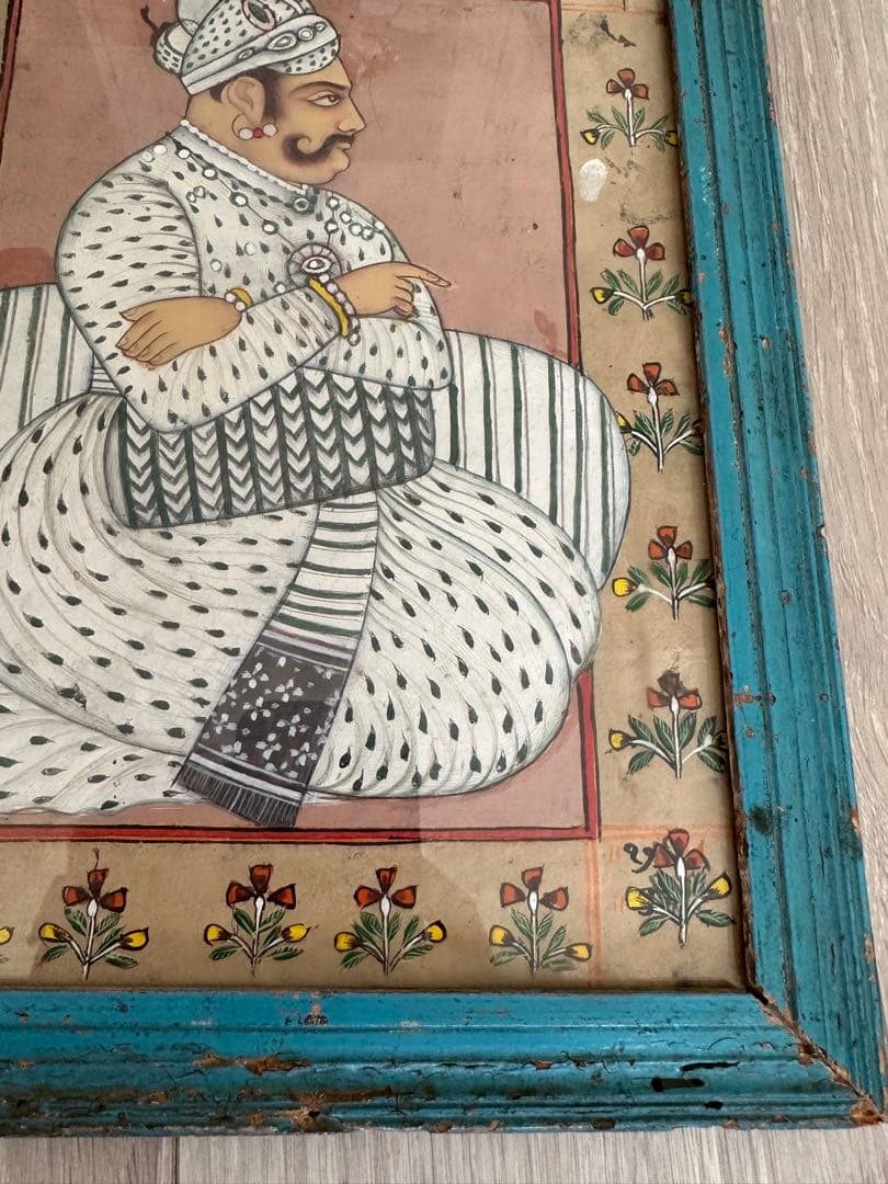 絵画 アンティーク ハンドメイド　インド　　マディー シンブロックプリント