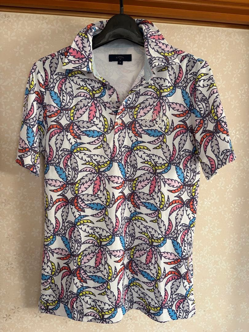 Callaway カラフル葉柄ポロシャツ