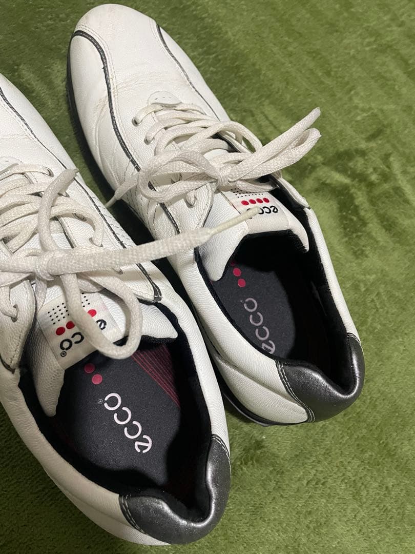 【美品】人気のecco ゴルフシューズ ホワイト スパイク