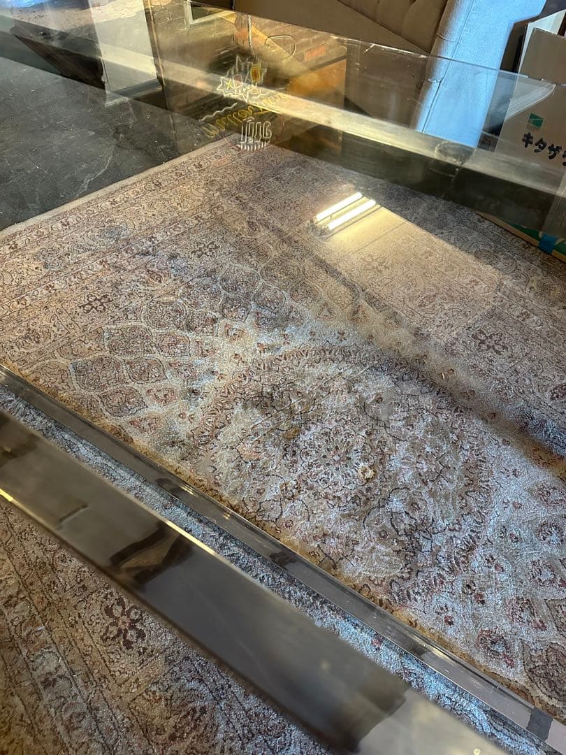 【東京都内23区配送無料】240cm ガラステーブル　事務　デザイナーズ　机