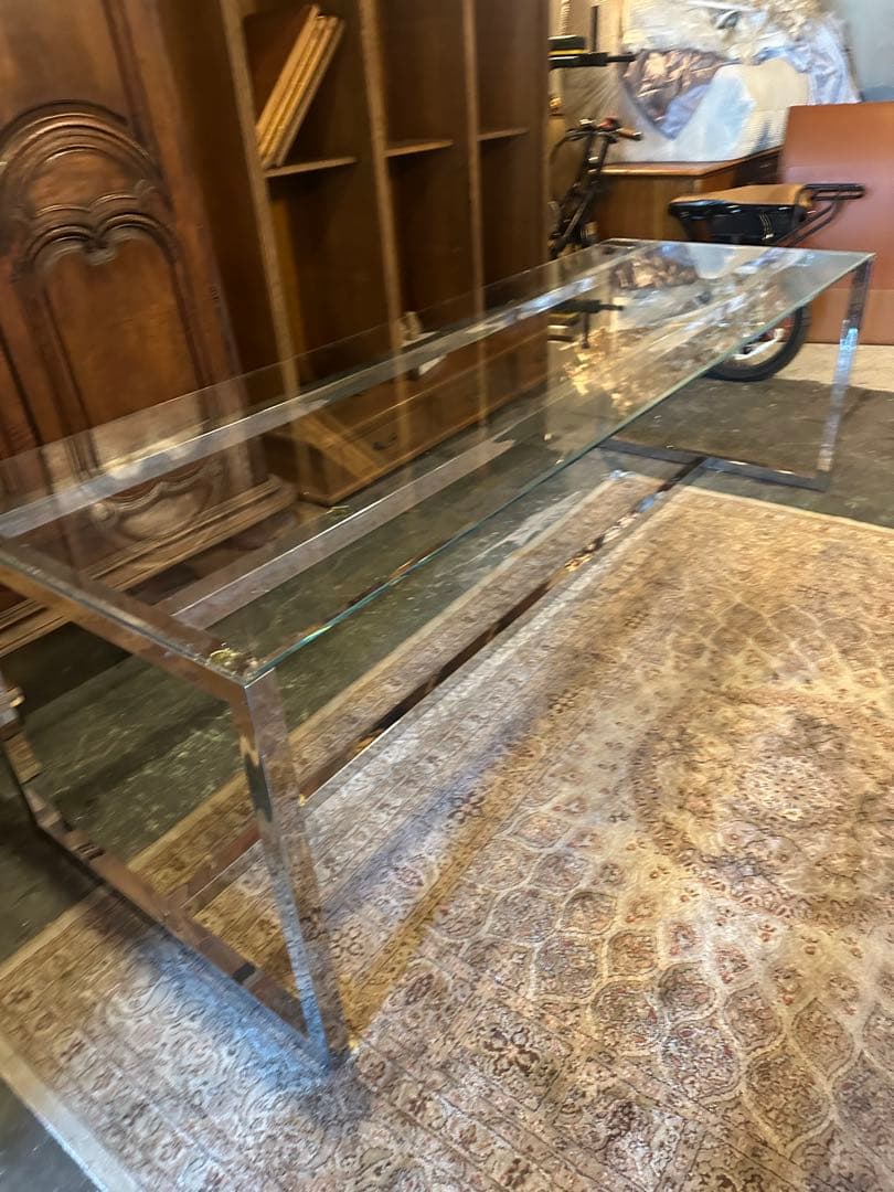 【東京都内23区配送無料】240cm ガラステーブル　事務　デザイナーズ　机