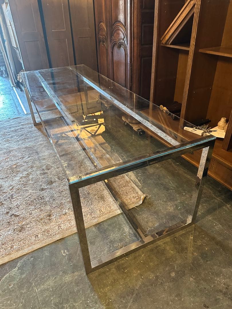 【東京都内23区配送無料】240cm ガラステーブル　事務　デザイナーズ　机