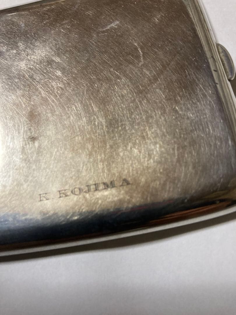 レトロシルバー（銀製）シガレットケース　タバコ入れ　記念あり