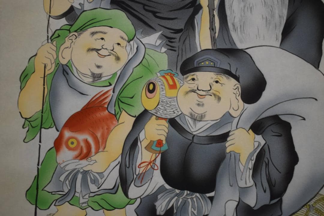 複製/恵雀/七福人図/工芸/布袋屋掛軸HF-514