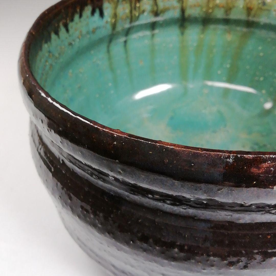 Ｗ１５９　建水　『上野焼』『第十五代　熊谷紅陽 作』　共箱　茶道具