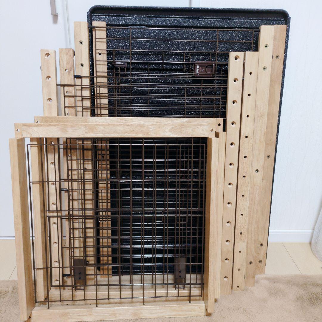 リッチェル 木製スライドペットサークル レギュラー ナチュラル 屋根付