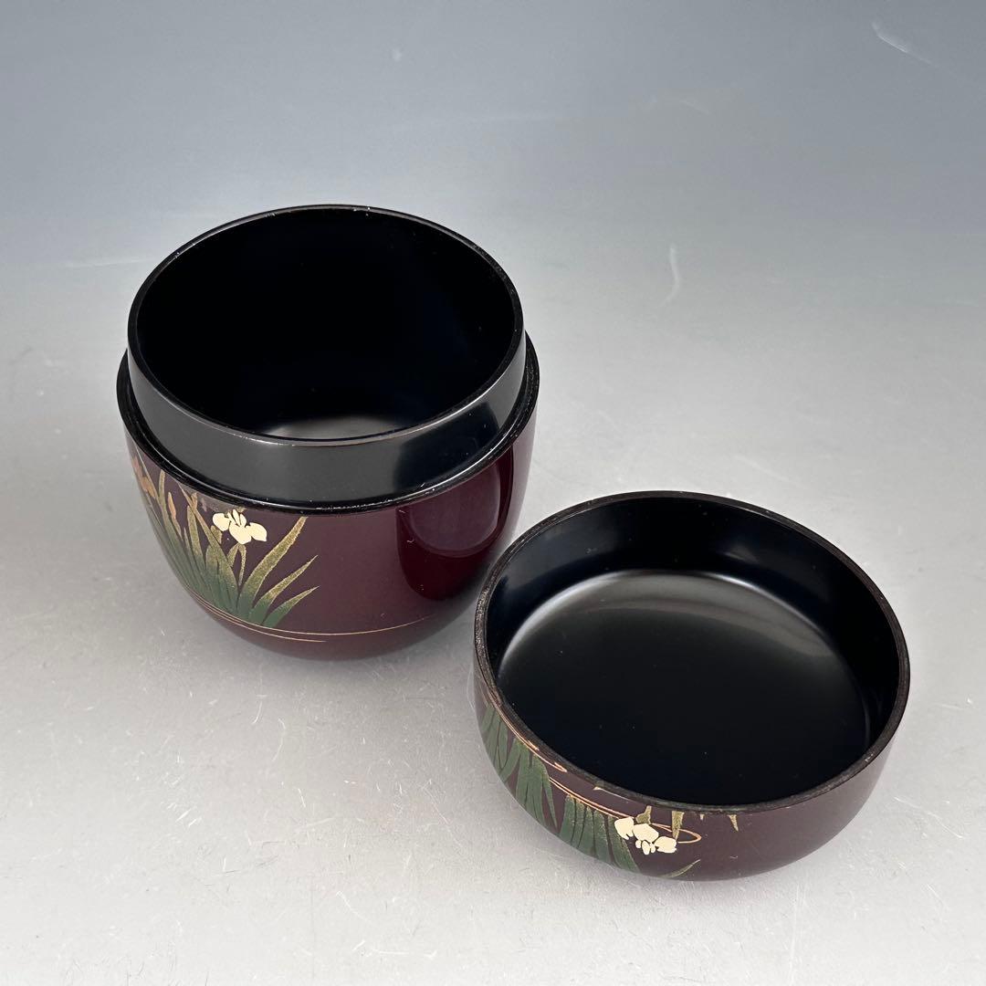 茶道具　八ツ橋蒔絵　中棗　田中宗陵　共箱　薄茶器　杜若　燕子花　稽古　茶会