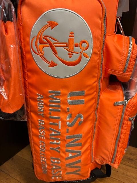 アーミーベース U.S. NAVY スタンドキャディバッグ オレンジ 新品