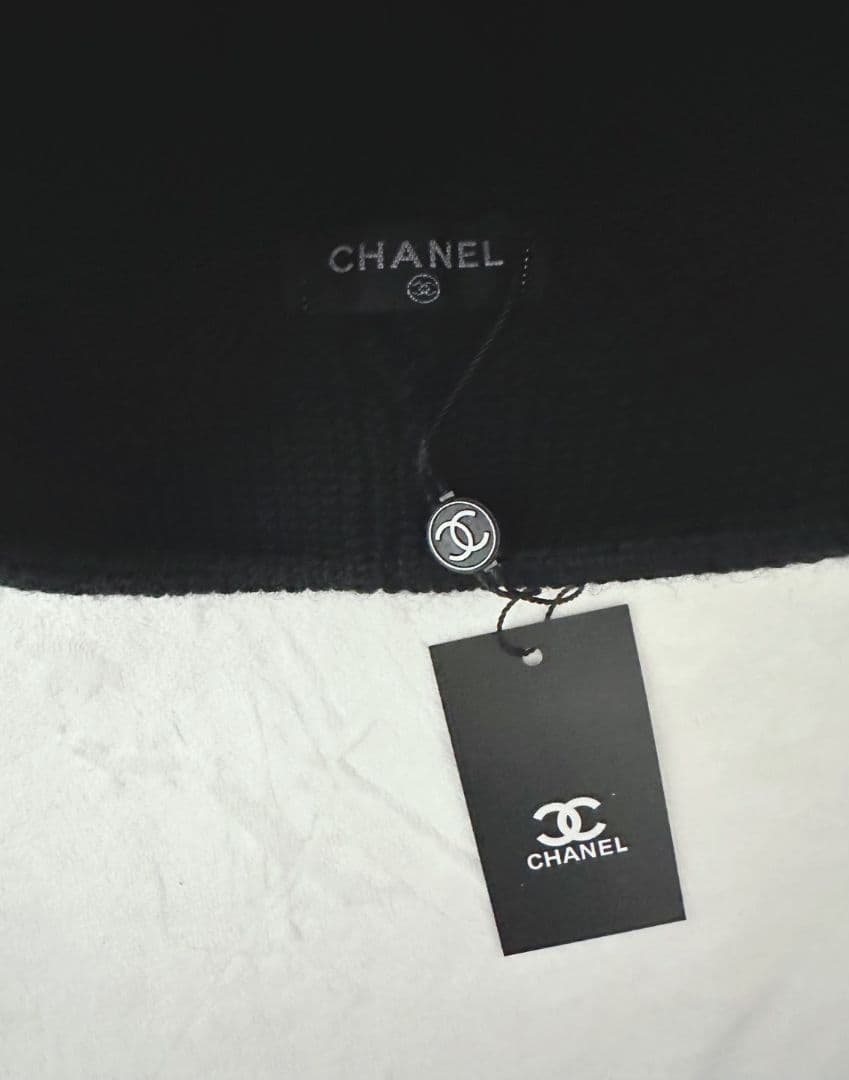 CHANEL ブラック ニット帽 編み込みデザイン新品