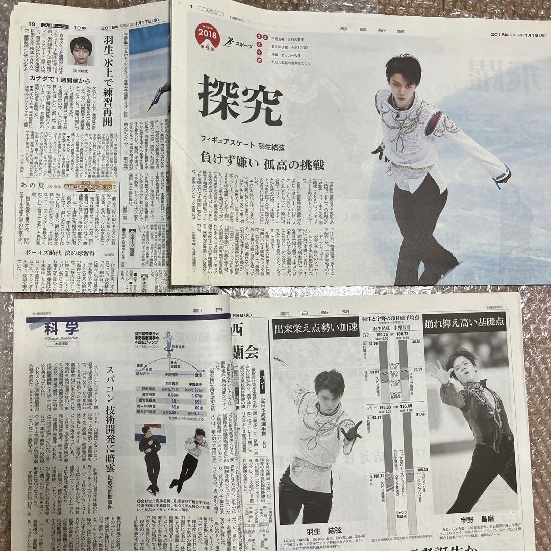 匿名配送｜羽生結弦 2018年 新聞 63枚 まとめ売り 平昌五輪 スポーツ新聞