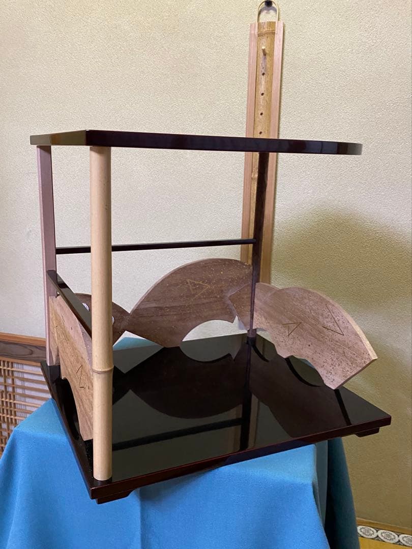 【本日限定】茶道具/寿扇棚 鵬雲斎好写 天板・地板共溜塗り 固定式