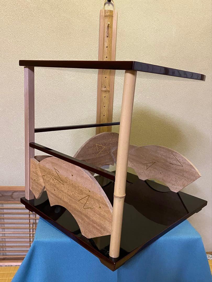 【本日限定】茶道具/寿扇棚 鵬雲斎好写 天板・地板共溜塗り 固定式