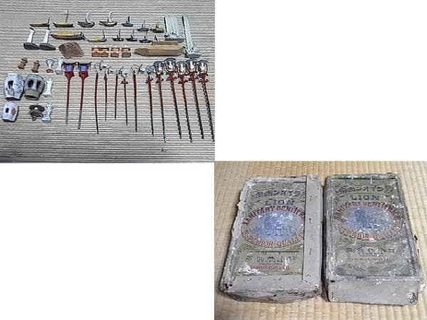 美品 大正時代◆盆景 箱庭用 小さな造形 軍人 鶴 船 鳥居 他 合計133個