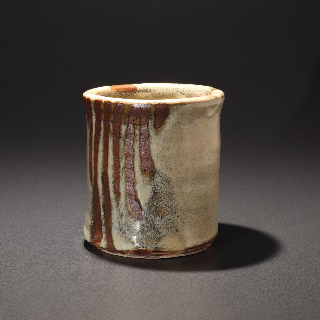 浜田庄司　白釉抜絵筆立て　人間国宝　R1614K2