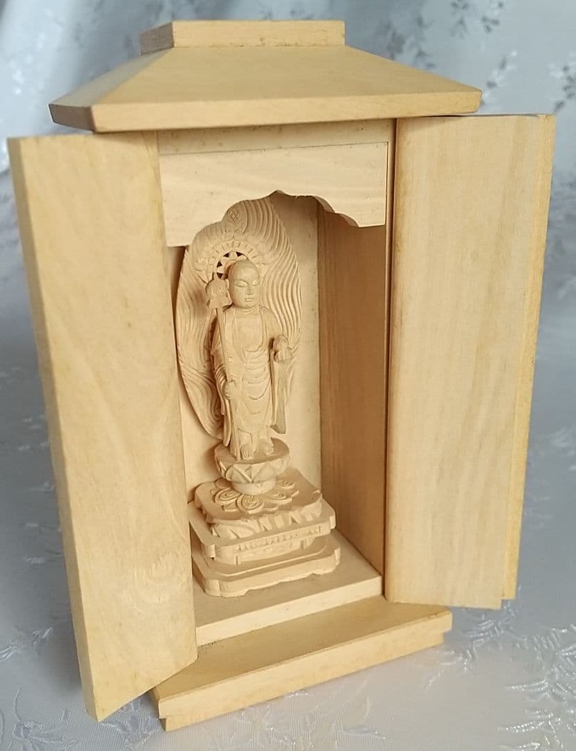 地蔵菩薩立像【極小】#400 厨子入り 木彫 仏像