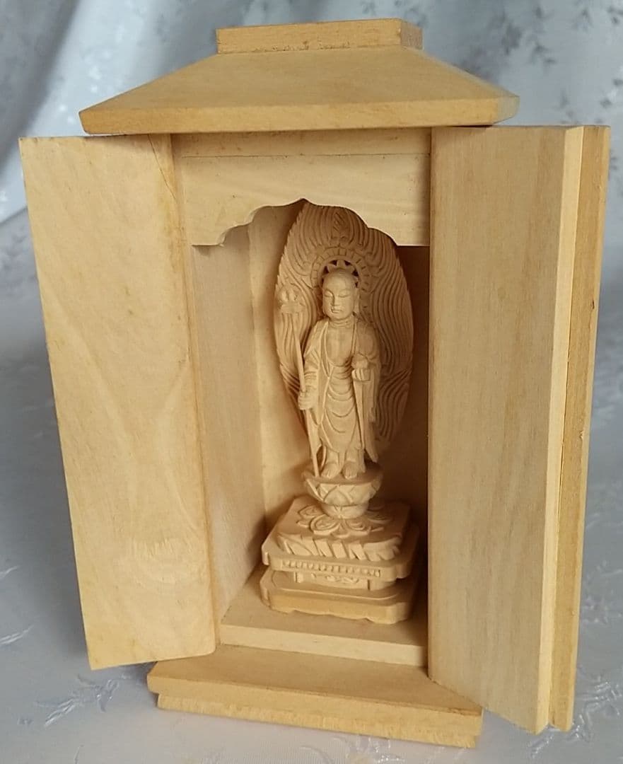 地蔵菩薩立像【極小】#400 厨子入り 木彫 仏像