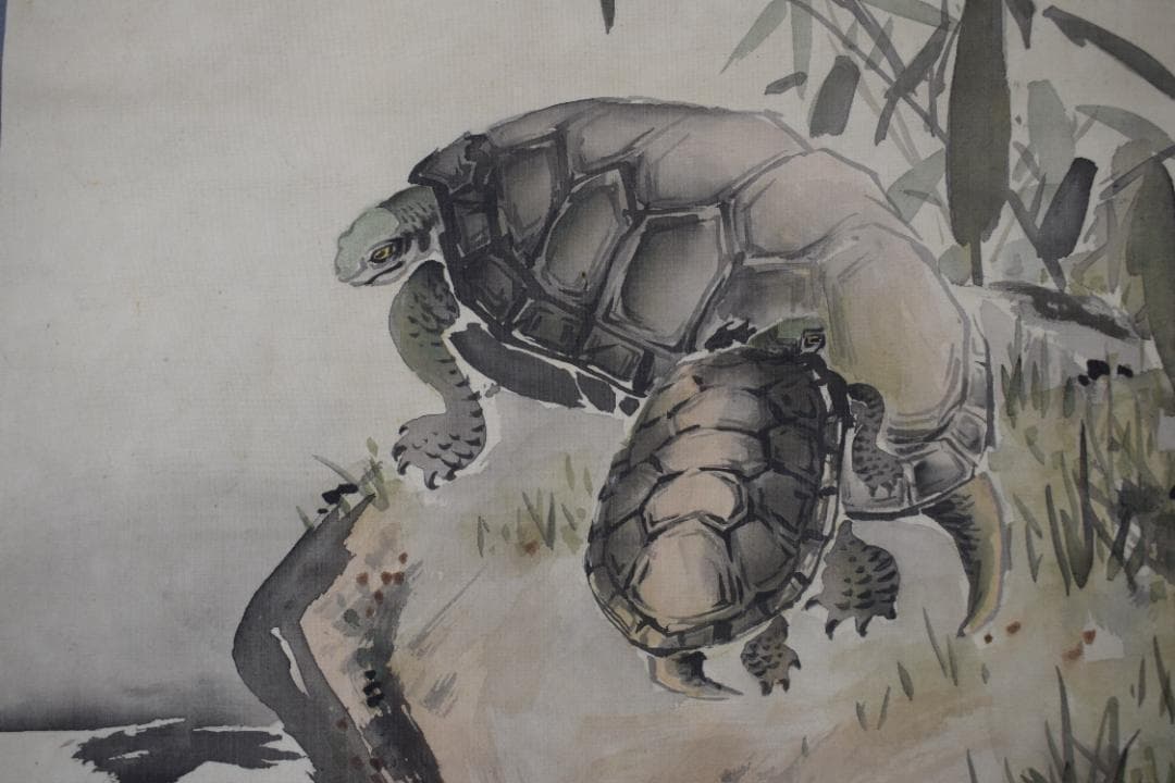 雲僊/鶴亀之図/双幅/掛軸☆宝船☆Z-282