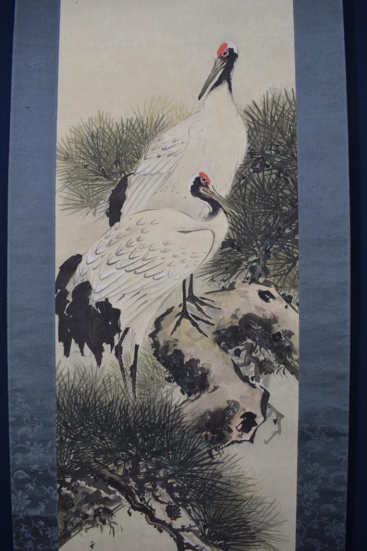 雲僊/鶴亀之図/双幅/掛軸☆宝船☆Z-282