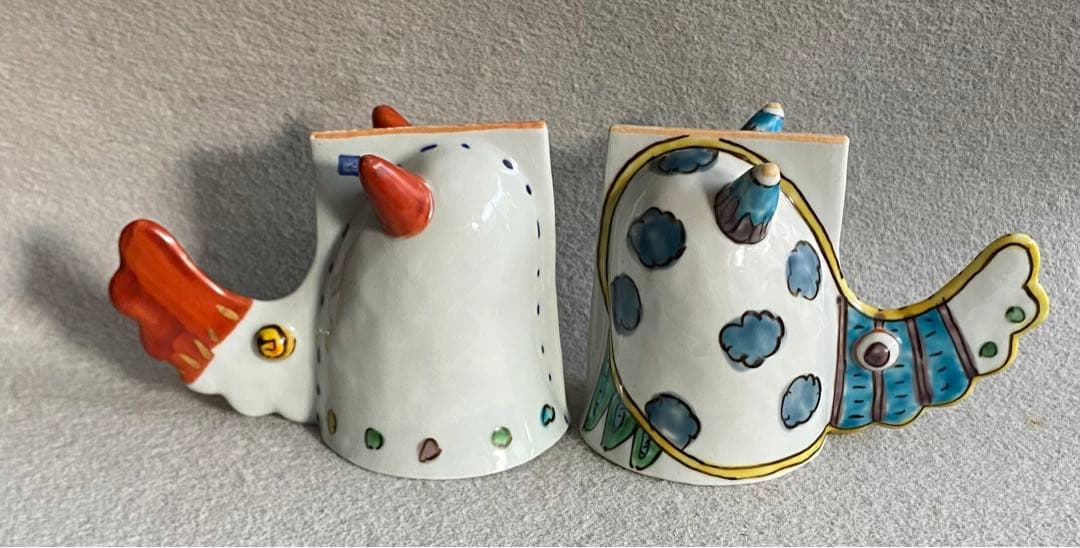 【九谷焼・磁器工房白象／山下一三】羽根カップ（雲・ドット）