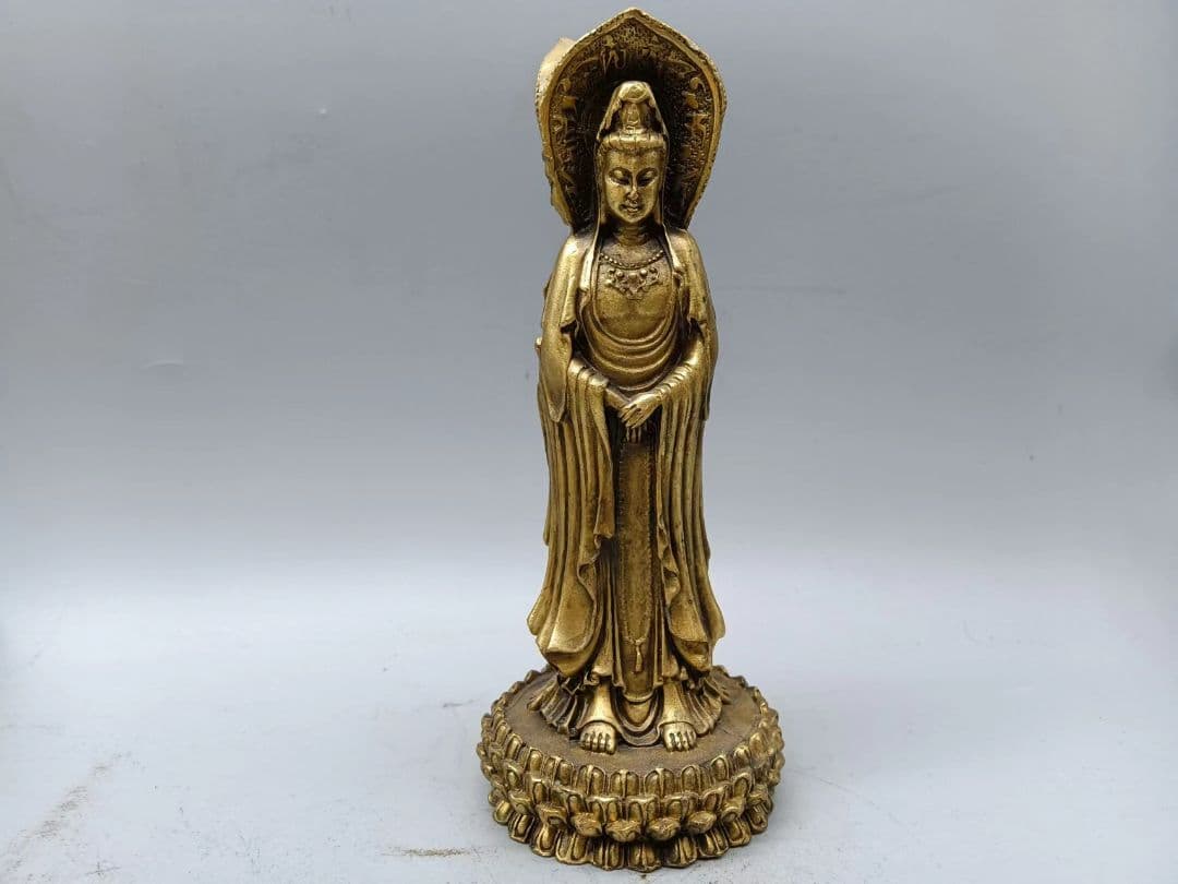 仏教美術 三面観音菩薩仏像 銅製 仏像 彫刻 置物 開運 風水