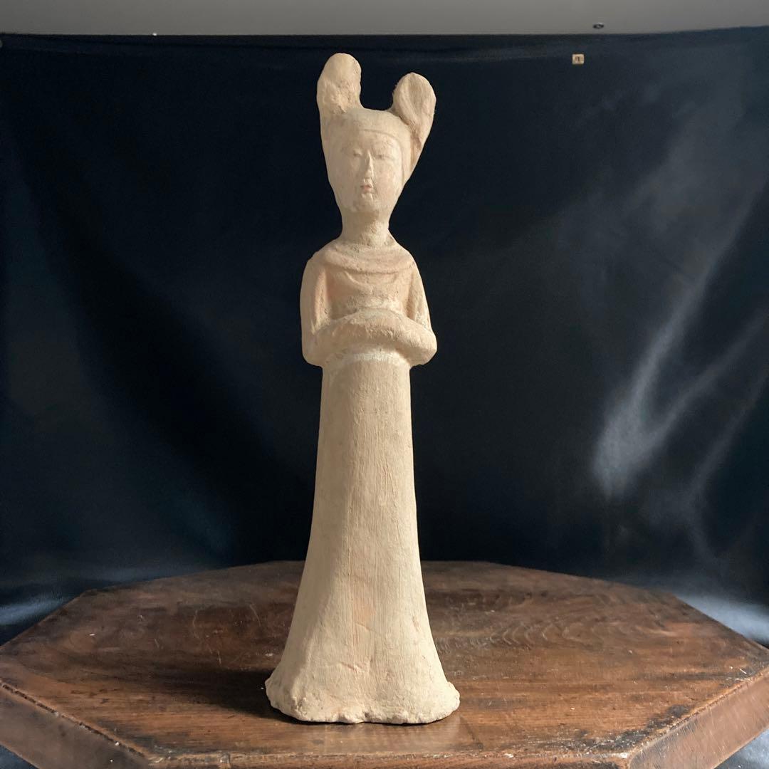 赤札閉店セール❗️【ギャラリー三益】中国古美術　唐代加彩美人俑（唐時代）