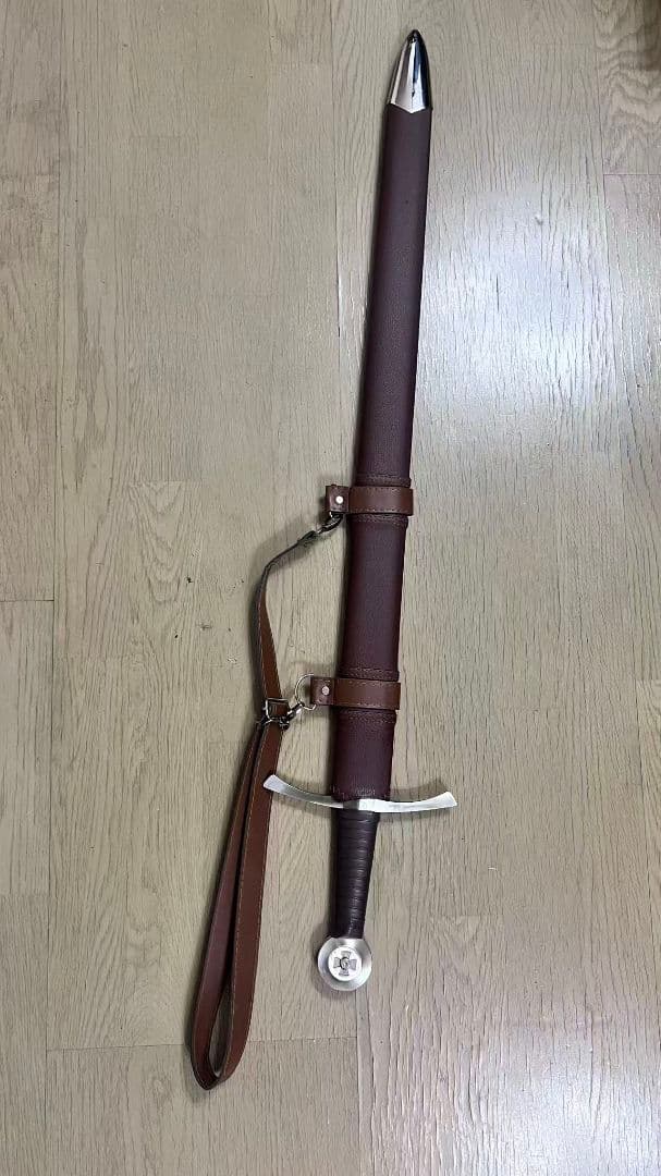 片手用西洋剣 茶色 全長 100cm 刃長 80cm 十字軍剣模造 武具 日本刀