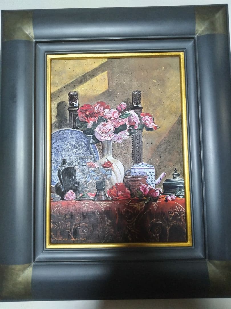 青木敏郎、絵画、油彩F４椿、レーマ杯、染付皿、高級額縁、肉筆、森本草介、山下清