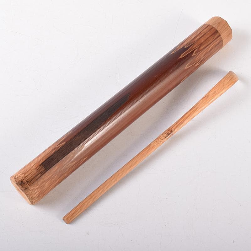 茶道具　裏千家十四代淡々斎作　茶杓　銘「養老」　共筒共箱二重箱　M　R7963