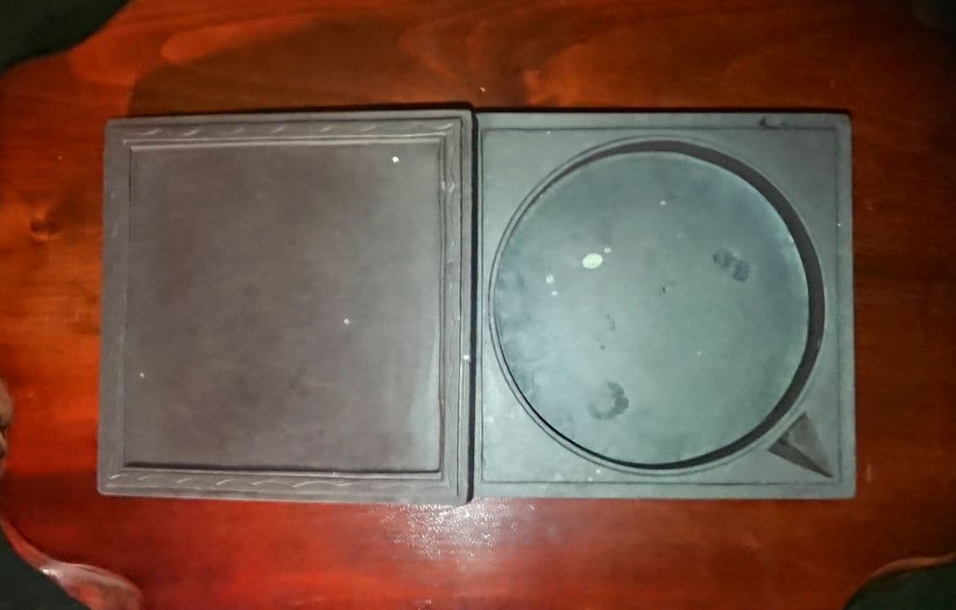 古硯 古端渓『蓋付 墨池』硯 書道具 骨董 アンティーク