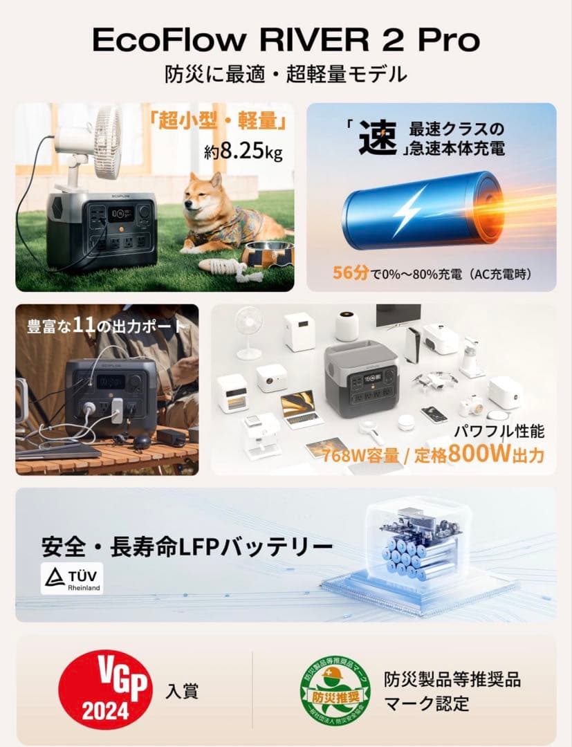 【pg】EcoFlow  2 Pro + 220Wソーラーパネル