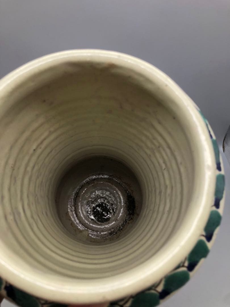 メキシコグアナファト焼ボタニカル柄ビンテージ花瓶陶器三越デパート直輸入伝統工芸品