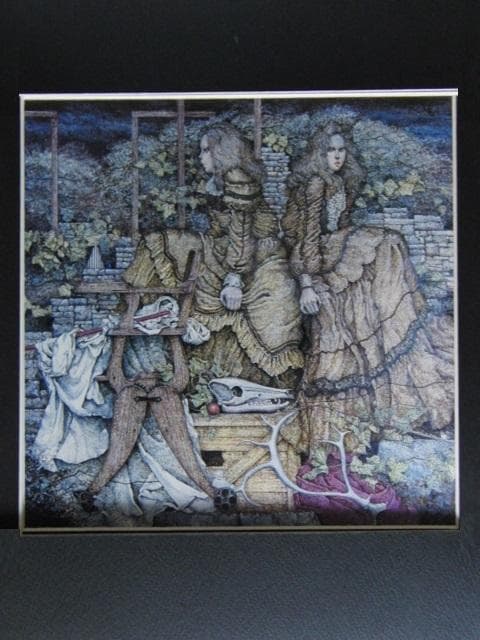 石阪春生、【古い椅子と二つの像（女のいる風景）】、希少な額装用画集より