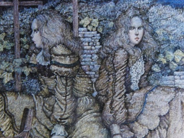 石阪春生、【古い椅子と二つの像（女のいる風景）】、希少な額装用画集より