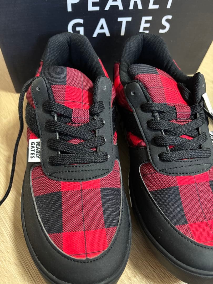 パーリーゲイツ　バッファローチェック柄 スパイク ゴルフシューズ 24.5cm